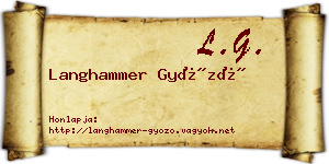 Langhammer Győző névjegykártya